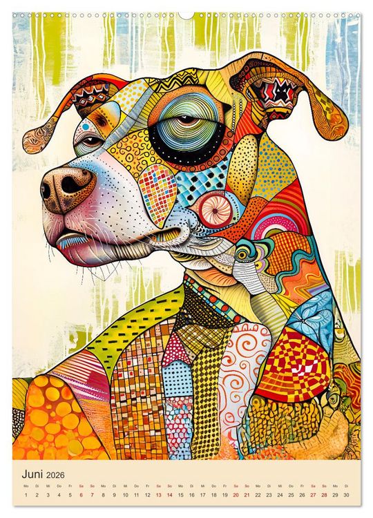 Produktbild: Pop-Art Hunde - Moderne, verr&uuml;ckte Hundeportr&auml;ts (hochwertiger Premium Wandkalender 2026 DIN A2 hoch), Kunstdruck in Hochglanz