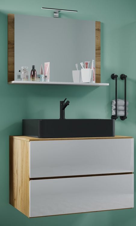 Produktbild: 3-tlg Waschtisch Badm&ouml;bel Lendas 80 cm M Schublade