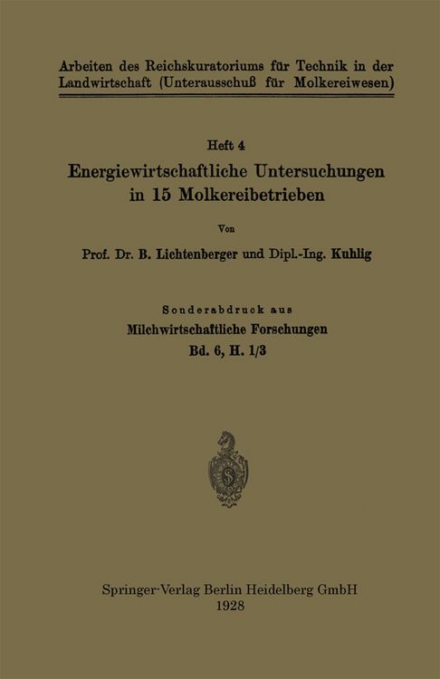 Produktbild: Energiewirtschaftliche Untersuchungen in 15 Molkereibetrieben