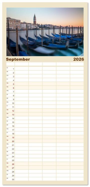 Produktbild: Familienplaner 2026 - Italien - zwischen Dolomiten und Amalfik&uuml;ste mit 5 Spalten (Wandkalender, 21 x 45 cm) CALVENDO