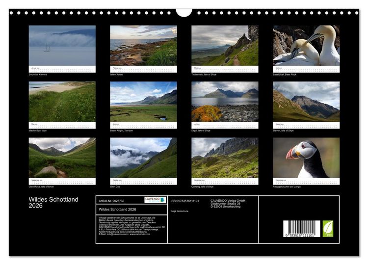 Produktbild: Wildes Schottland 2026 (Wandkalender 2026 DIN A3 quer), CALVENDO Monatskalender