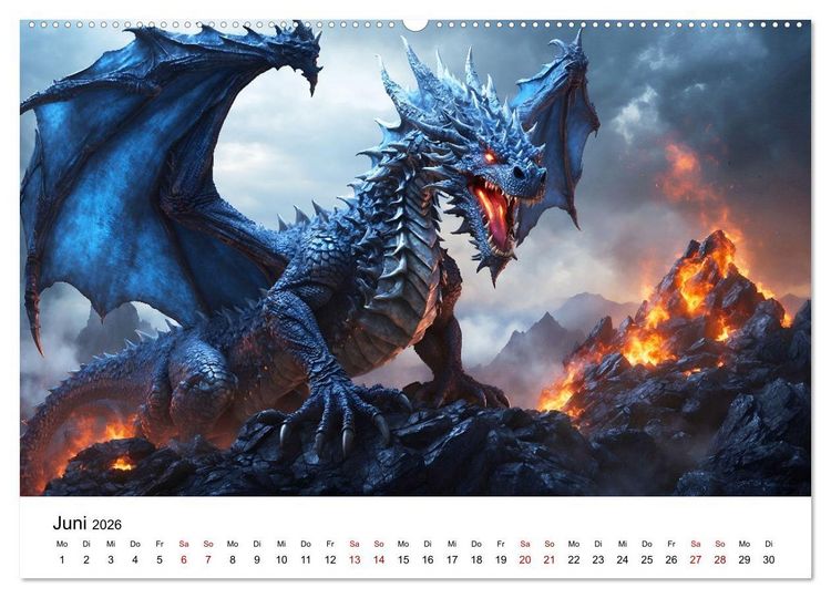 Produktbild: Drachen - Furchterregende und imposante Fabelwesen (hochwertiger Premium Wandkalender 2026 DIN A2 quer), Kunstdruck in Hochglanz