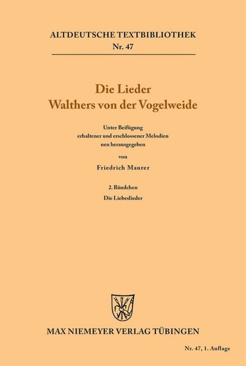 Produktbild: Die Lieder Walthers von der Vogelweide
