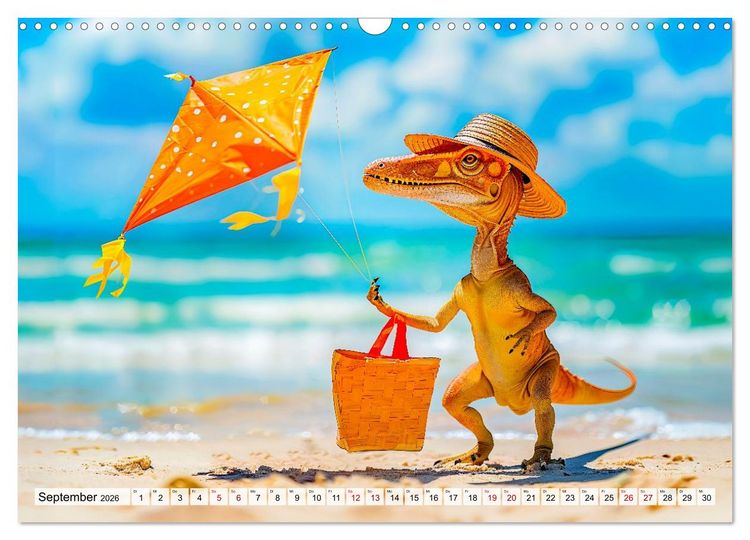 Produktbild: Dinosaurier Sommer - Urzeitlich witzige Strandparty (Wandkalender 2026 DIN A3 quer), CALVENDO Monatskalender