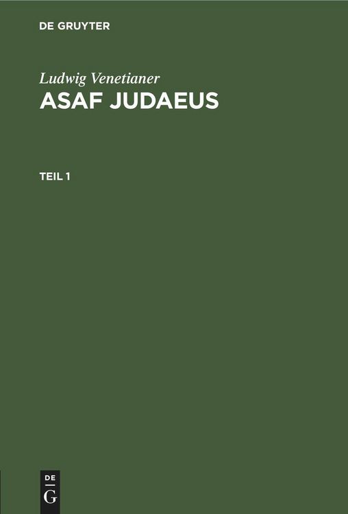 Produktbild: Ludwig Venetianer: Asaf Judaeus. Teil 1