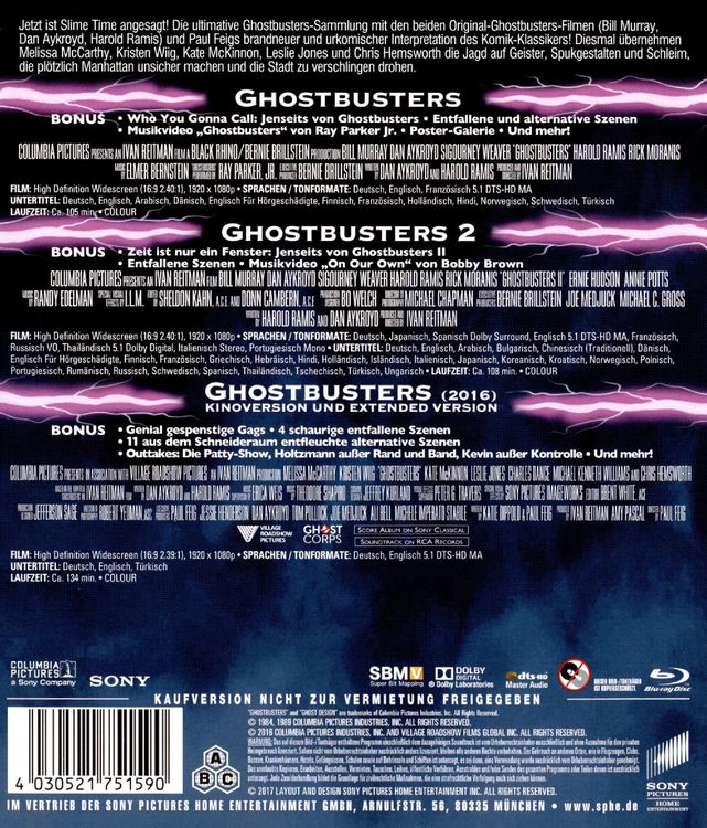 Produktbild: Ghostbusters 1-3 BD Set