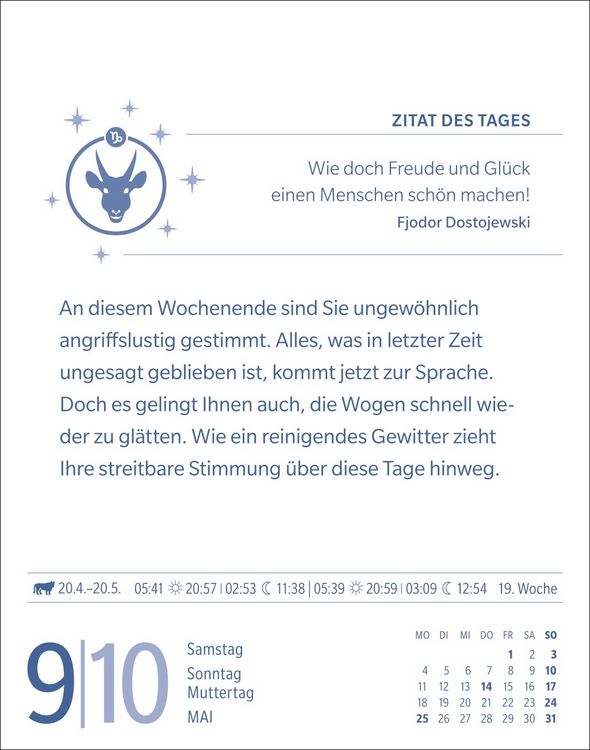 Produktbild: Steinbock Sternzeichenkalender 2026 - Tagesabrei&szlig;kalender - Ihr Horoskop f&uuml;r jeden Tag
