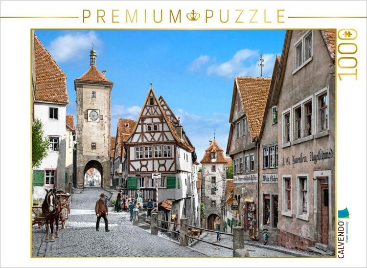 Produktbild: CALVENDO Puzzle Rothenburg - Ploenlein um 1900 | 1000 Teile Lege-Gr&ouml;&szlig;e 64x48cm Foto-Puzzle f&uuml;r gl&uuml;ckliche Stunden