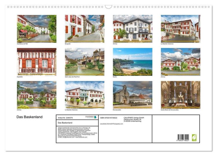 Produktbild: Das Baskenland (Wandkalender 2026 DIN A2 quer), CALVENDO Monatskalender