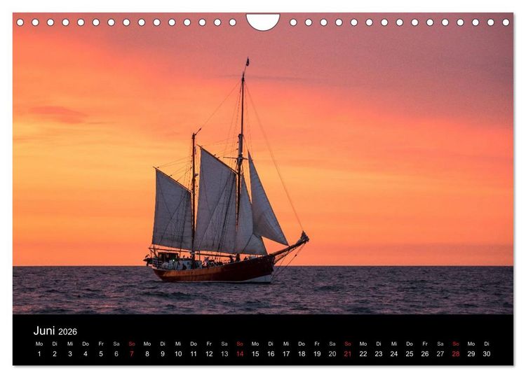 Produktbild: Windjammer auf der Ostsee im Abendlicht (Wandkalender 2026 DIN A4 quer), CALVENDO Monatskalender