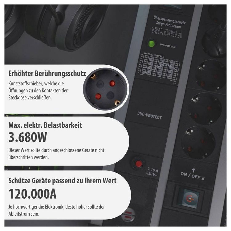 Produktbild: Brennenstuhl 1392000232 &Uuml;berspannungsschutz-Steckdosenleiste 14fach Silber, Schwarz Schutzkontakt 1 St.