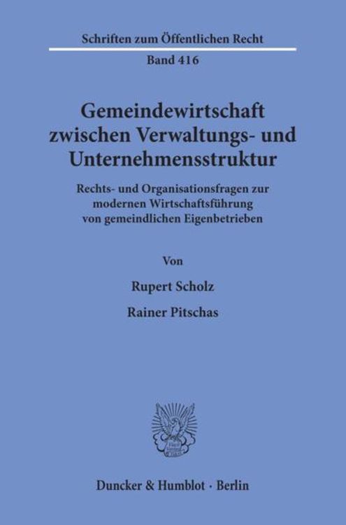 Produktbild: Gemeindewirtschaft zwischen Verwaltungs- und Unternehmensstruktur.