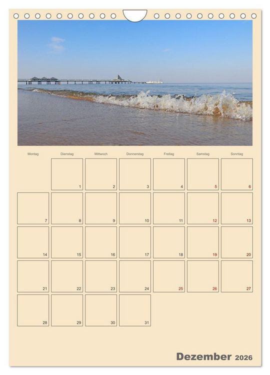 Produktbild: Usedom Ostsee - Terminplaner (Wandkalender 2026 DIN A4 hoch), CALVENDO Monatskalender
