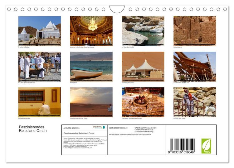Produktbild: Faszinierendes Reiseland Oman (Wandkalender 2026 DIN A4 quer), CALVENDO Monatskalender