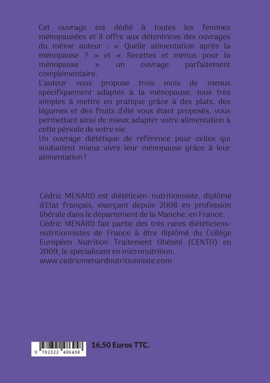 Produktbild: Menus d'&eacute;t&eacute; pour la m&eacute;nopause.