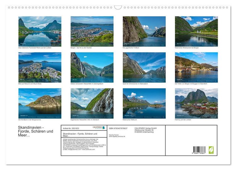 Produktbild: Skandinavien - Fjorde, Sch&auml;ren und Meer... (Wandkalender 2026 DIN A2 quer), CALVENDO Monatskalender