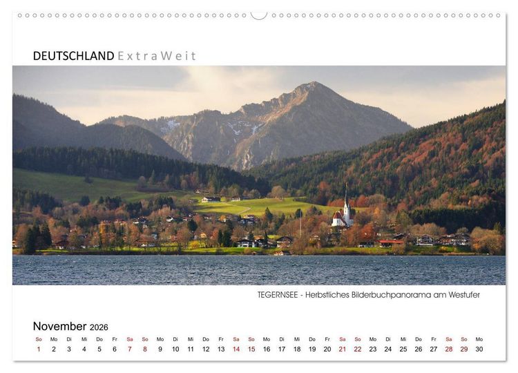 Produktbild: Wei&szlig;blaue Impressionen vom Tegernsee (hochwertiger Premium Wandkalender 2026 DIN A2 quer), Kunstdruck in Hochglanz