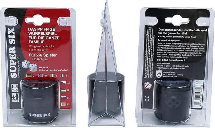 Produktbild: BestSaller 3013 - SUPER SIX Travel aus ABS - Schwarz, 5cm+ &Oslash; 5cm, Reisespiel