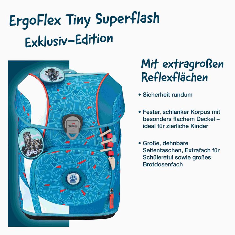 Produktbild: DerDieDas Schulranzen Set ErgoFlex Tiny Superflash, Schulranzen Set, 5tlg, Blue Ice