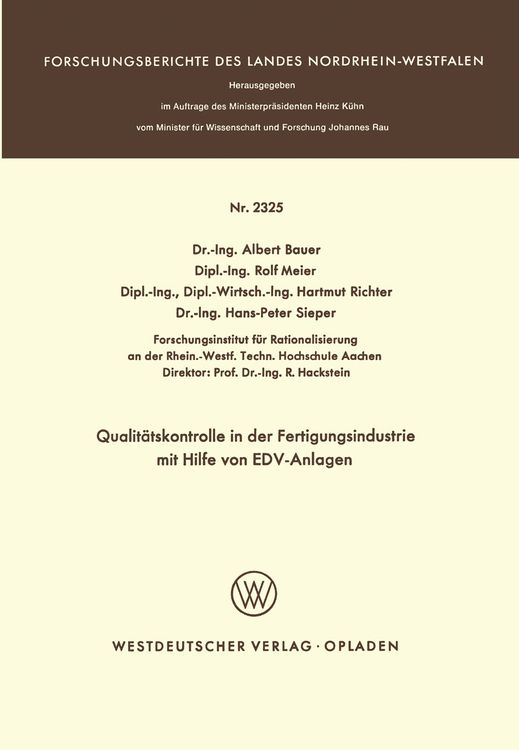 Produktbild: Qualit&auml;tskontrolle in der Fertigungsindustrie mit Hilfe von EDV-Anlagen