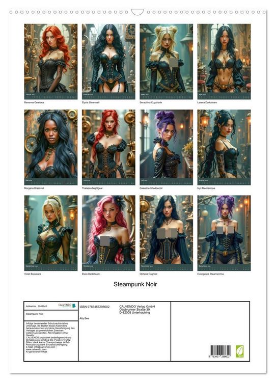 Produktbild: Steampunk Noir (Wandkalender 2026 DIN A2 hoch), CALVENDO Monatskalender