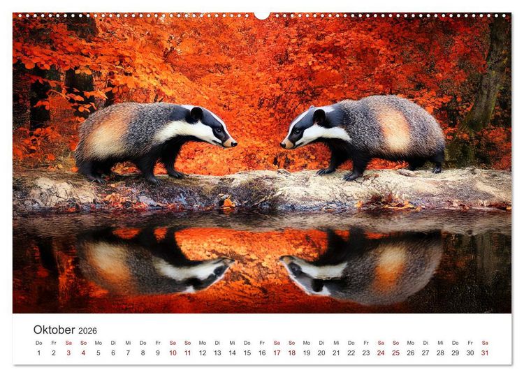 Produktbild: Stur, stark, sympathisch - Der Dachs - Kalender (Wandkalender 2026 DIN A2 quer), CALVENDO Monatskalender