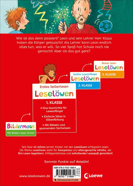 Produktbild: Lesel&ouml;wen 1. Klasse - Hilfe, ich habe mich in meinen Lehrer verwandelt!