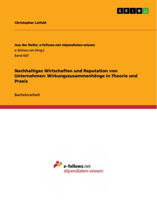 Produktbild: Wert und Wirkung nachhaltigen Wirtschaftens auf die Reputation eines Unternehmens