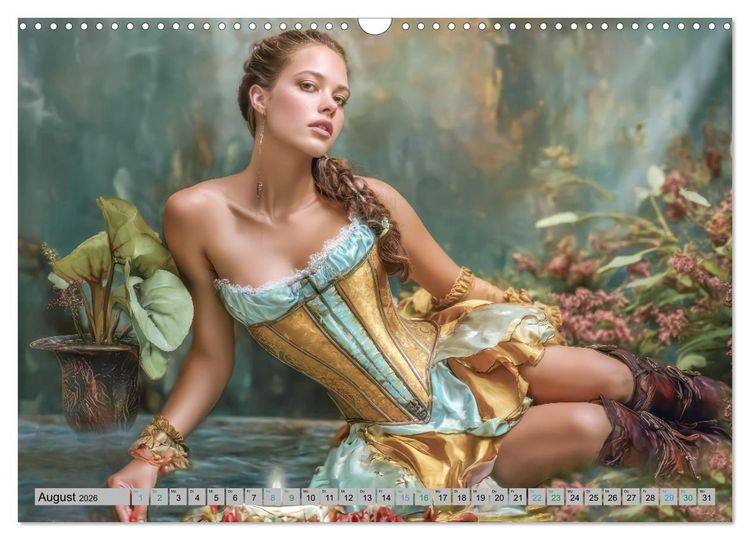 Produktbild: Frauen und Korsetts - Malerische Werke (Wandkalender 2026 DIN A3 quer), CALVENDO Monatskalender