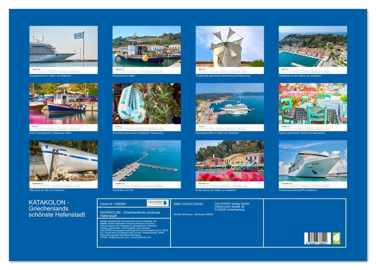 Produktbild: KATAKOLON - Griechenlands sch&ouml;nste Hafenstadt (Wandkalender 2026 DIN A2 quer), CALVENDO Monatskalender