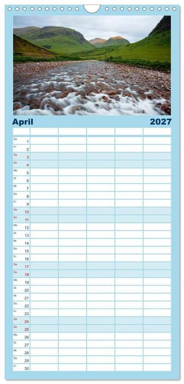Produktbild: Familienplaner 2027 - Schottland - Wildes Land im Norden mit 5 Spalten (Wandkalender, 21 x 45 cm) CALVENDO