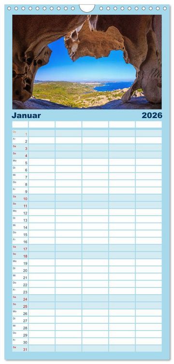 Produktbild: Familienplaner 2026 - Sardinien - Traumstr&auml;nde am Mittelmeer mit 5 Spalten (Wandkalender, 21 x 45 cm) CALVENDO