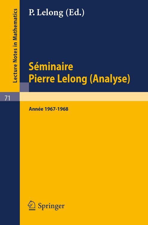 Produktbild: S&eacute;minaire Pierre Lelong (Analyse). Ann&eacute;e 1967-1968
