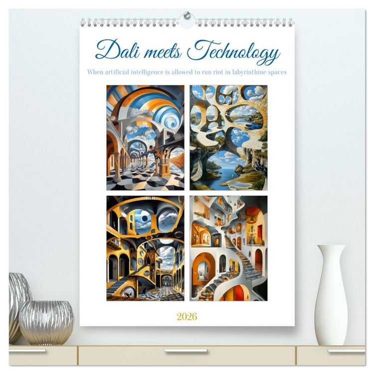 Produktbild: Dali meets Technology (High Quality Premium Wall Calendar 2026 DIN A2 portrait),CALVENDO 12 Month Wall Calendar