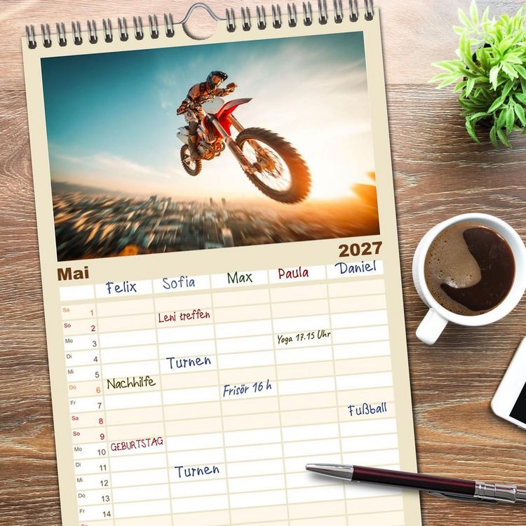 Produktbild: Familienplaner 2027 - MX - Motocross - Impressionen mit 5 Spalten (Wandkalender, 21 x 45 cm) CALVENDO