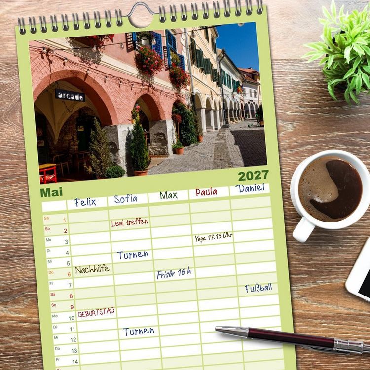 Produktbild: Familienplaner 2027 - Mittelalterliche St&auml;dte Rum&auml;niens mit 5 Spalten (Wandkalender, 21 x 45 cm) CALVENDO