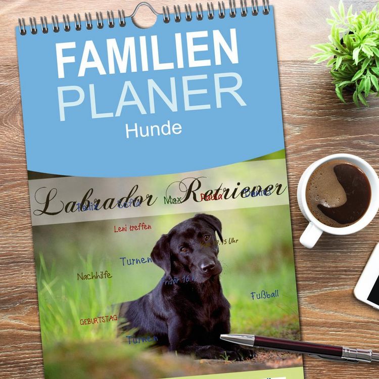 Produktbild: Familienplaner 2026 - Labrador Retriever mit 5 Spalten (Wandkalender, 21 x 45 cm) CALVENDO