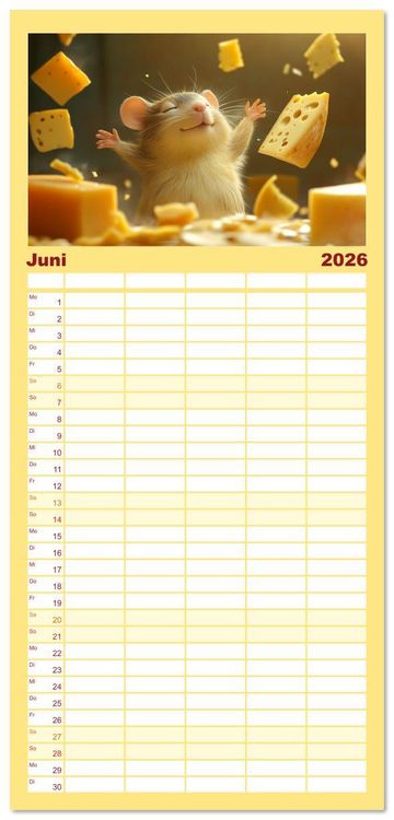 Produktbild: Familienplaner 2026 - M&auml;use w&uuml;rden K&auml;se kaufen mit 5 Spalten (Wandkalender, 21 x 45 cm) CALVENDO