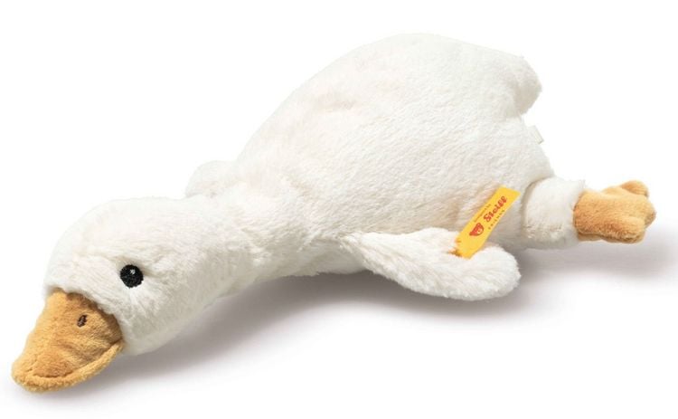 Produktbild: Steiff 242854 - Gans Gilda mit Rassel, liegend, Pl&uuml;sch, 21 cm