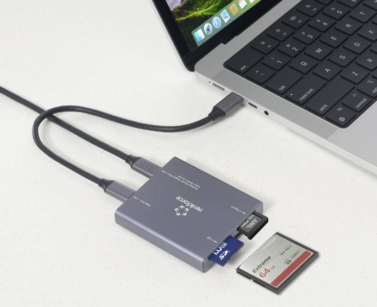 Produktbild: Renkforce RF-CR-700 Externer Speicherkartenleser USB-C&reg; (USB 3.2 Gen 2) Grau