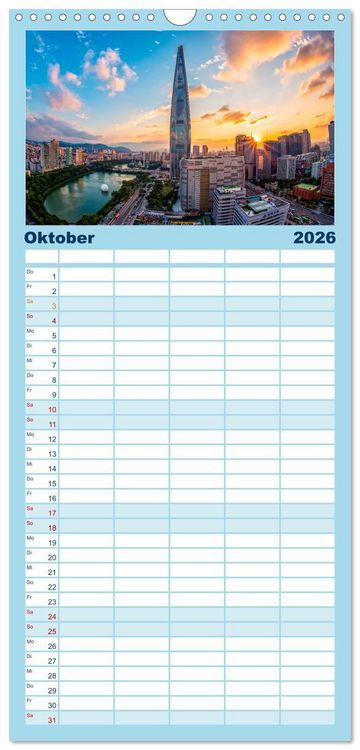 Produktbild: Familienplaner 2026 - Die 12 meistbesuchten St&auml;dte der Welt mit 5 Spalten (Wandkalender, 21 x 45 cm) CALVENDO