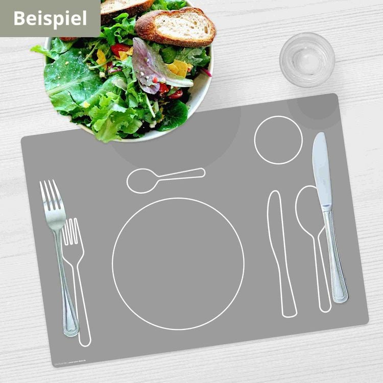 Produktbild: Tischsetmacher Tischset f&uuml;r Kinder Montessori Lerntischset in grau, aus hochwertigem Vinyl , 44 x 32 cm