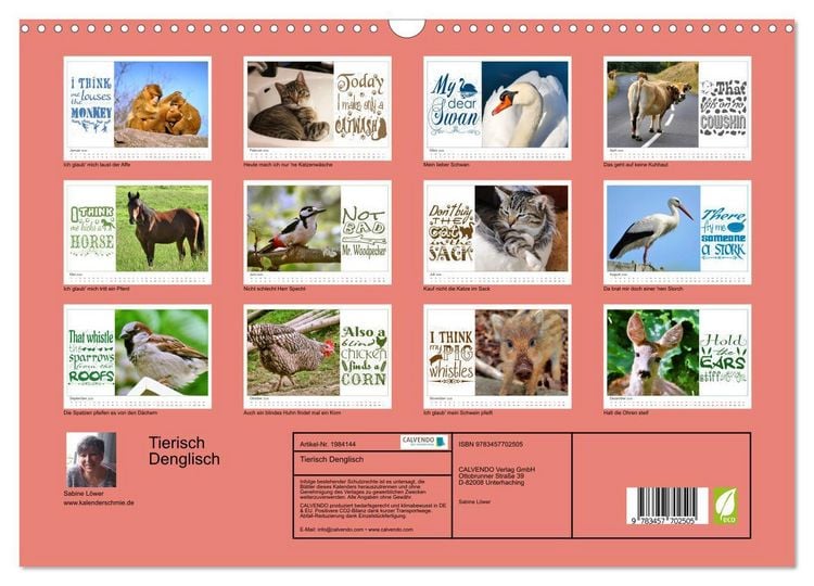 Produktbild: Tierisch Denglisch (Wandkalender 2026 DIN A3 quer), CALVENDO Monatskalender