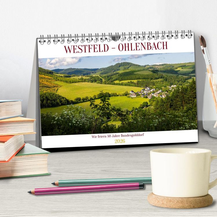 Produktbild: Westfeld-Ohlenbach - Wir feiern 50 Jahre Bundesgolddorf (Tischkalender 2026 DIN A5 quer), CALVENDO Monatskalender