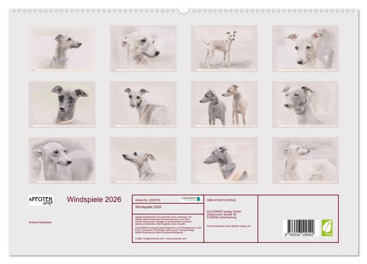 Produktbild: Windspiele 2026 (hochwertiger Premium Wandkalender 2026 DIN A2 quer), Kunstdruck in Hochglanz