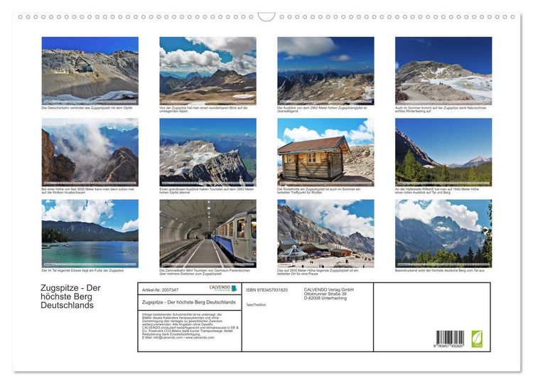 Produktbild: Zugspitze - Der h&ouml;chste Berg Deutschlands (Wandkalender 2026 DIN A2 quer), CALVENDO Monatskalender