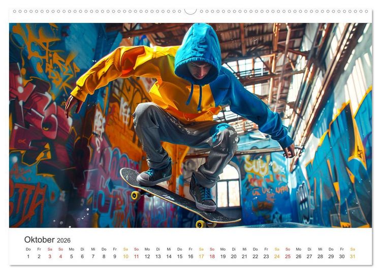 Produktbild: Skateboarding - tolle Momente (hochwertiger Premium Wandkalender 2026 DIN A2 quer), Kunstdruck in Hochglanz