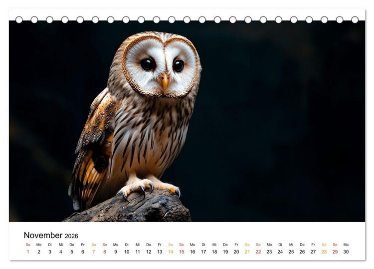 Produktbild: Im Reich der Eulen (Tischkalender 2026 DIN A5 quer), CALVENDO Monatskalender