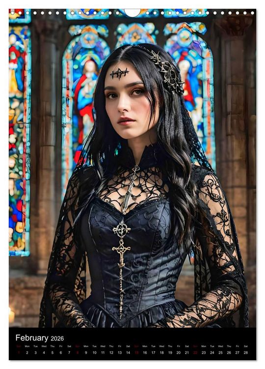 Produktbild: AI Gothic world - Mystical beauties of the night (Wall Calendar 2026 DIN A3 portrait), CALVENDO 12 Month Wall Calendar