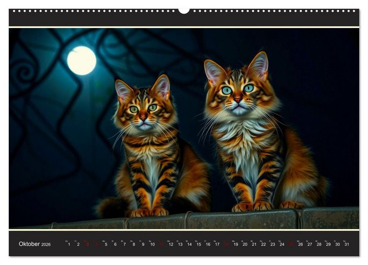 Produktbild: Maine Coon - Intelligent und verspielt (hochwertiger Premium Wandkalender 2026 DIN A2 quer), Kunstdruck in Hochglanz